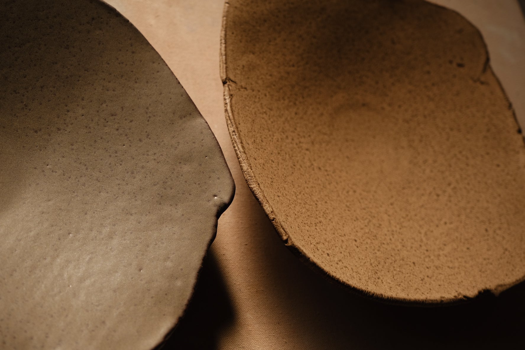 Mesa Platter pairing showing side-by-side comparison of two textured rims and differing surface finishes.